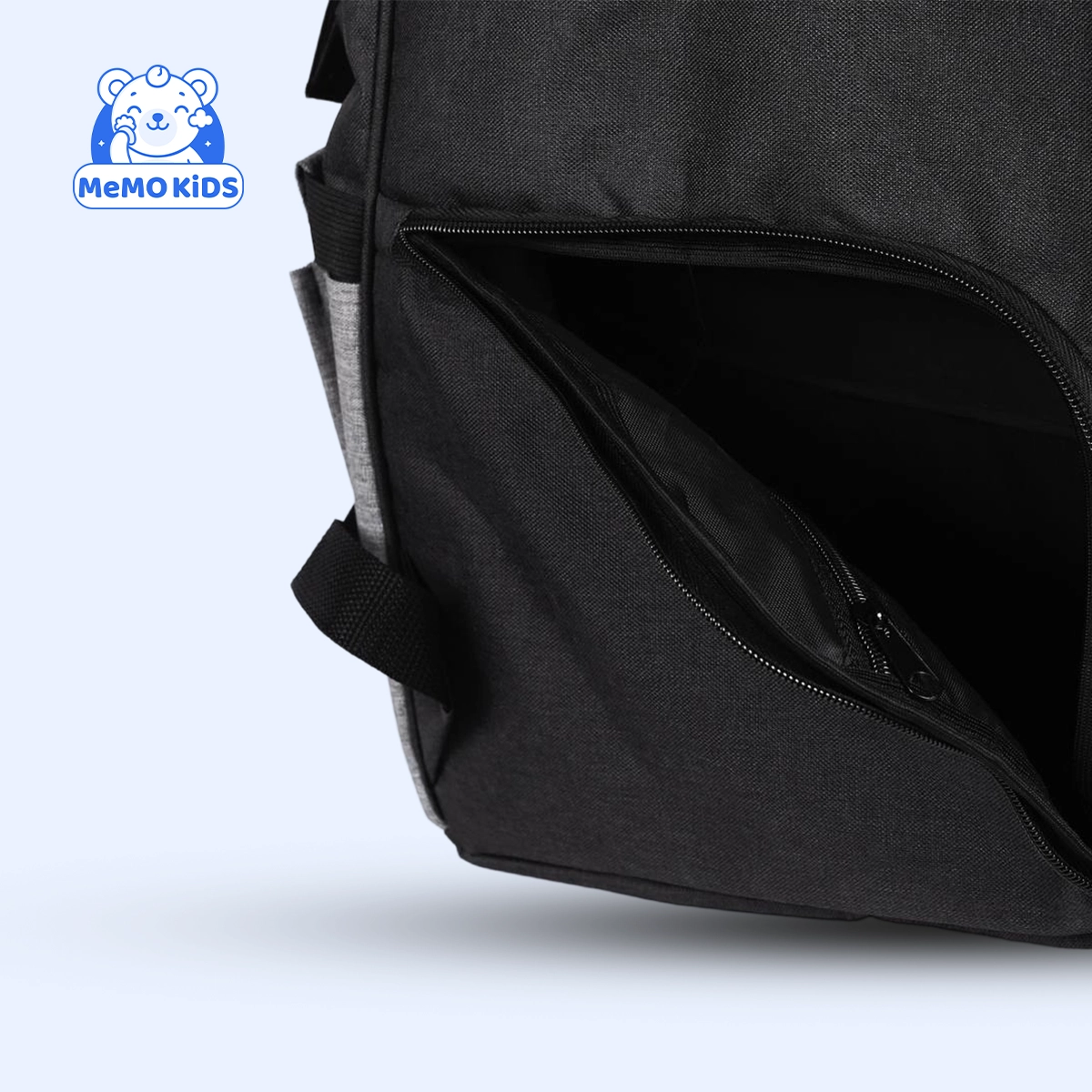 شنطة ماميز متعددة الاستخدام للأمهات لون أسود × رمادي – شيك وعملية لمستلزمات البيبي - الصورة 2