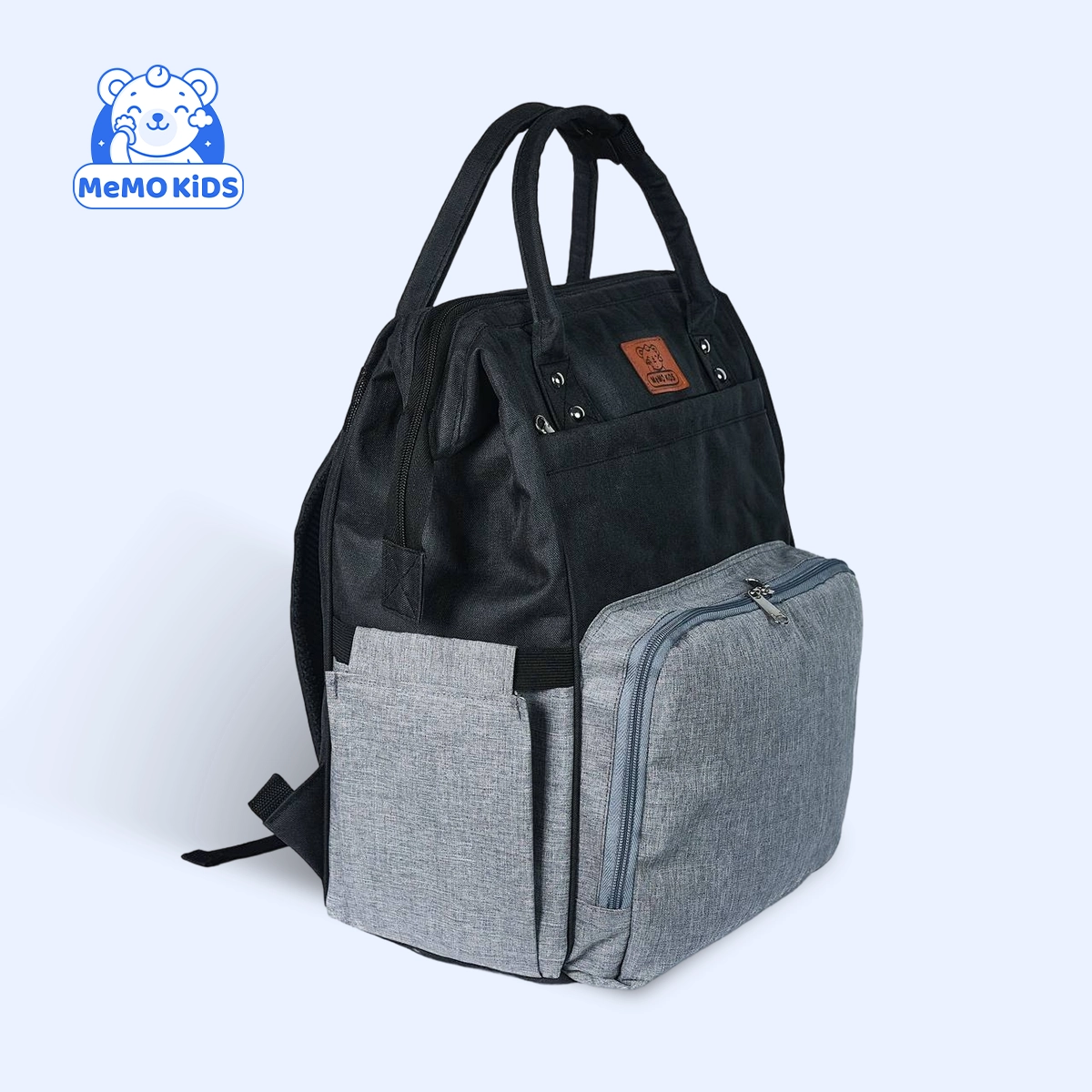شنطة ماميز متعددة الاستخدام للأمهات لون أسود × رمادي – شيك وعملية لمستلزمات البيبي - الصورة 3