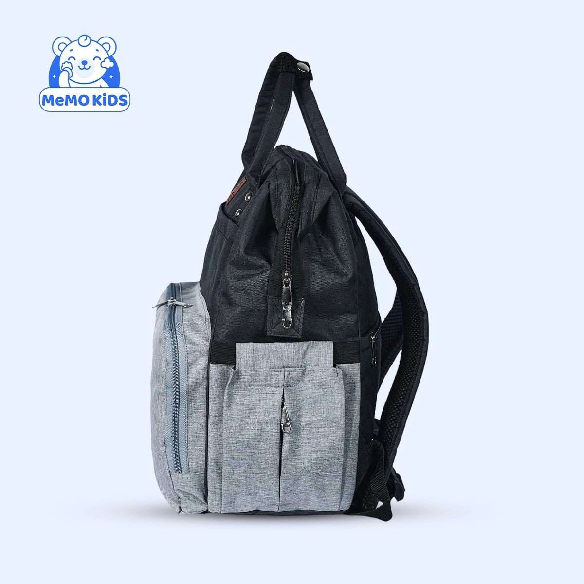 شنطة ماميز متعددة الاستخدام للأمهات لون أسود × رمادي – شيك وعملية لمستلزمات البيبي - الصورة 4