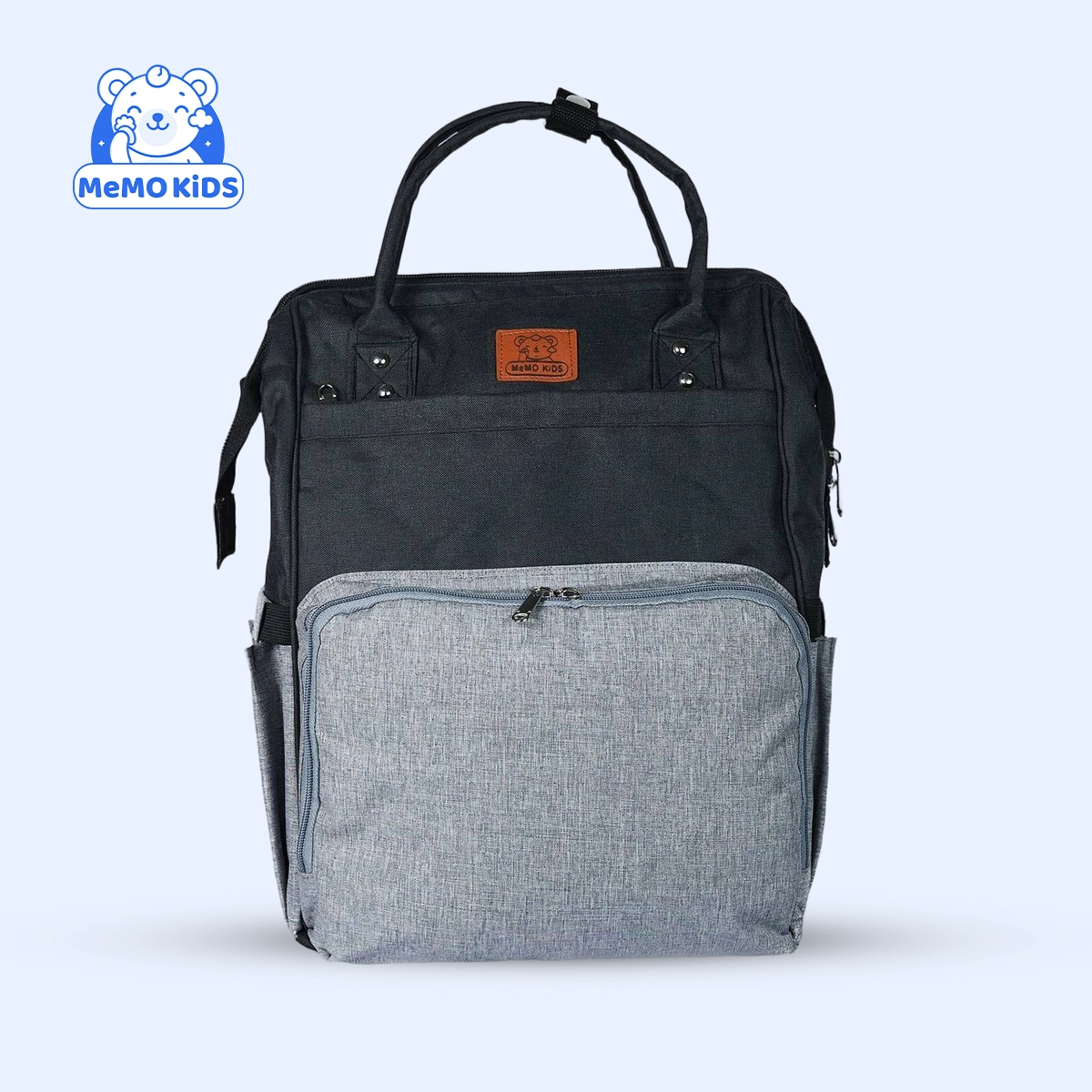 شنطة ماميز متعددة الاستخدام للأمهات لون أسود × رمادي – شيك وعملية لمستلزمات البيبي