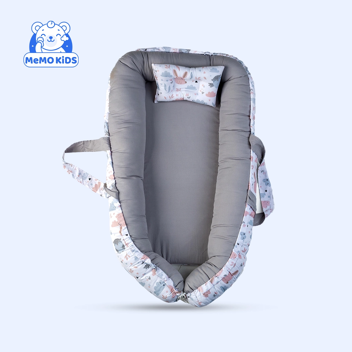 سرير بيبي نست تصميم أرنوب لون رمادي – مكان مريح وآمن لنوم البيبي - الصورة 2